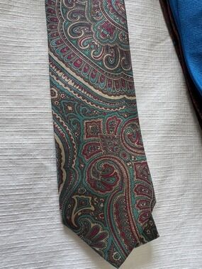 Eaton vintage Paisley Silk Tie in Teal & Burgundy - Classic Men Accessory